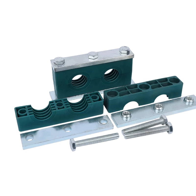 Прочный пластиковый двойной хомут для труб, лево-правый двухрядный хомут с двумя отверстиями для крепления водопроводных/нефтяных труб Прочный пластиковый двойной хомут для труб, лево-правый двухрядный хомут с двумя отверстиями для крепления водопроводных/нефтяных труб